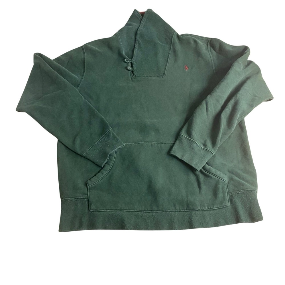 Polo by Ralph Lauren green red pony pullover high neck sweatshirt boys SIZE XL